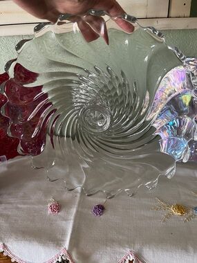 Vintage Fostoria Colony Swirl Footed Cake Stand Pedestal Plate 12.5” Crystal